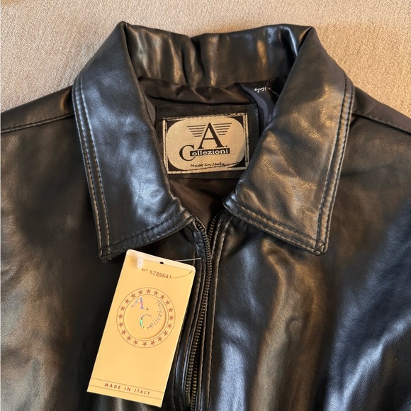 NWT Armani Collezioni Black Leather Jacket - Picture 5 of 6